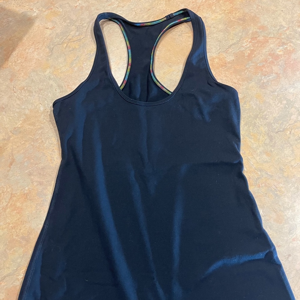 Lululemon black tank with rainbow stitching racerback size small
